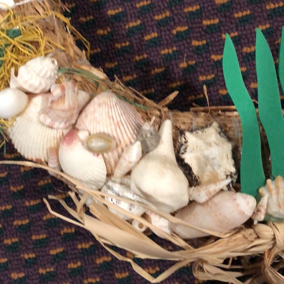 Handmade Seashell straw wreath for summertime door decor - Picture 6 of 16